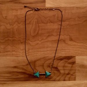 Gold and turquoise arrow necklace